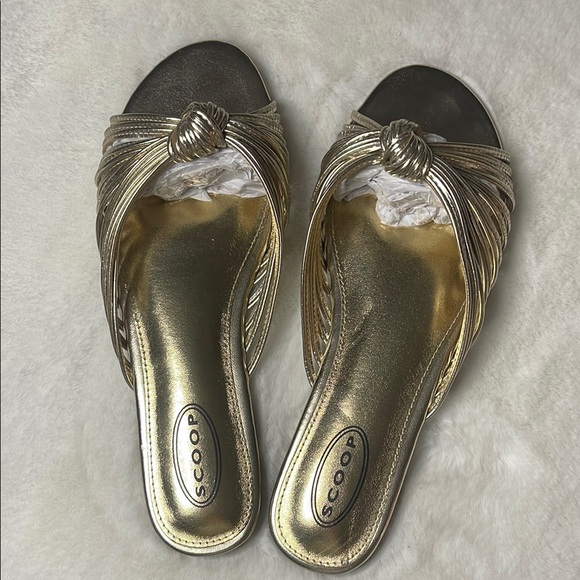 SCOOP Shoes - Scoop- Braided Gold Slide Sandals- size 10